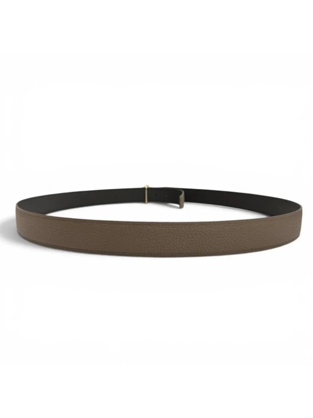 Hermes Constance Box Calf Togo Gold Logo Buckle Reversible Belt Khaki Black